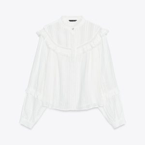 بلوز فرفری با نوار دانتل - برند زارا (زنانه)