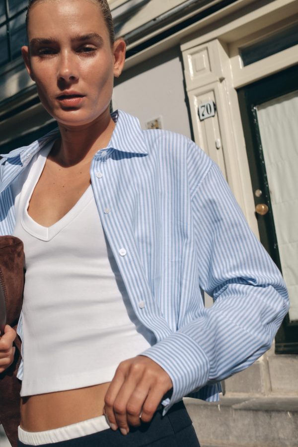 BELİ Pİİİ ÇİZGİİ CROP OXFORD GÖMLEK - از برند زارا