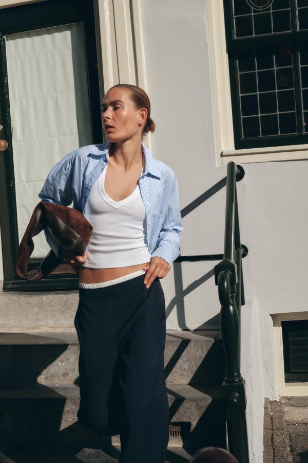 BELİ Pİİİ ÇİZGİİ CROP OXFORD GÖMLEK - از برند زارا
