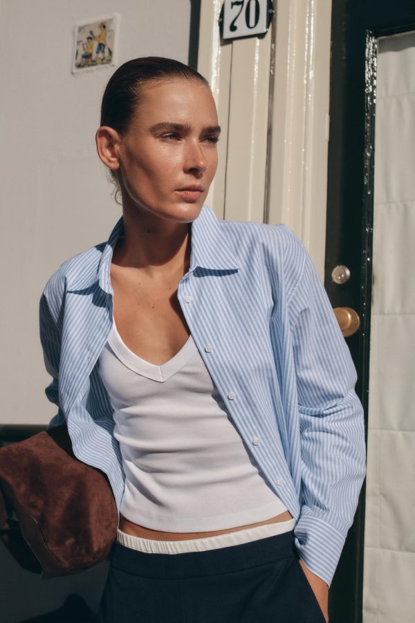 BELİ Pİİİ ÇİZGİİ CROP OXFORD GÖMLEK - از برند زارا