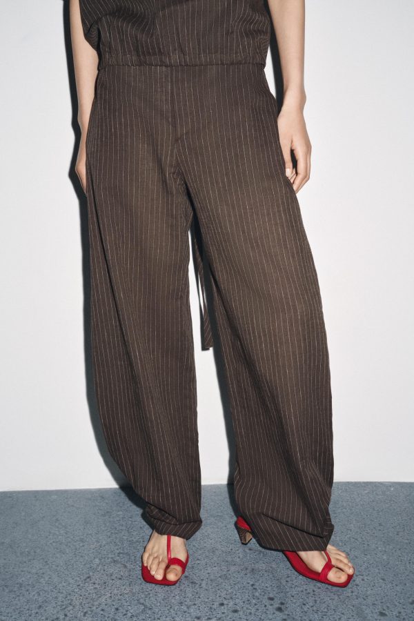 BALON KESİ ÇİZGİİ KETEN KARIŞIMLI PANTOLON ZW COLLECTION - از برند زارا
