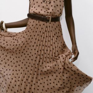 پیراهن یقه هالتر با دامن چین‌دار از برند زارا (زنانه)