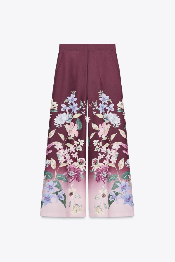 ÇİÇEK DESENLİ GENİŞ PAÇA PANTOLON - از برند زارا