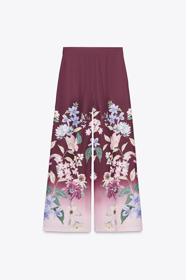 ÇİÇEK DESENLİ GENİŞ PAÇA PANTOLON - از برند زارا