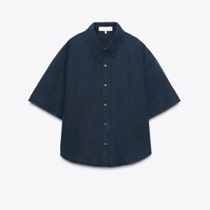 پیراهن کتان و پنبه‌ای یقه‌دار از برند زارا (زنانه)