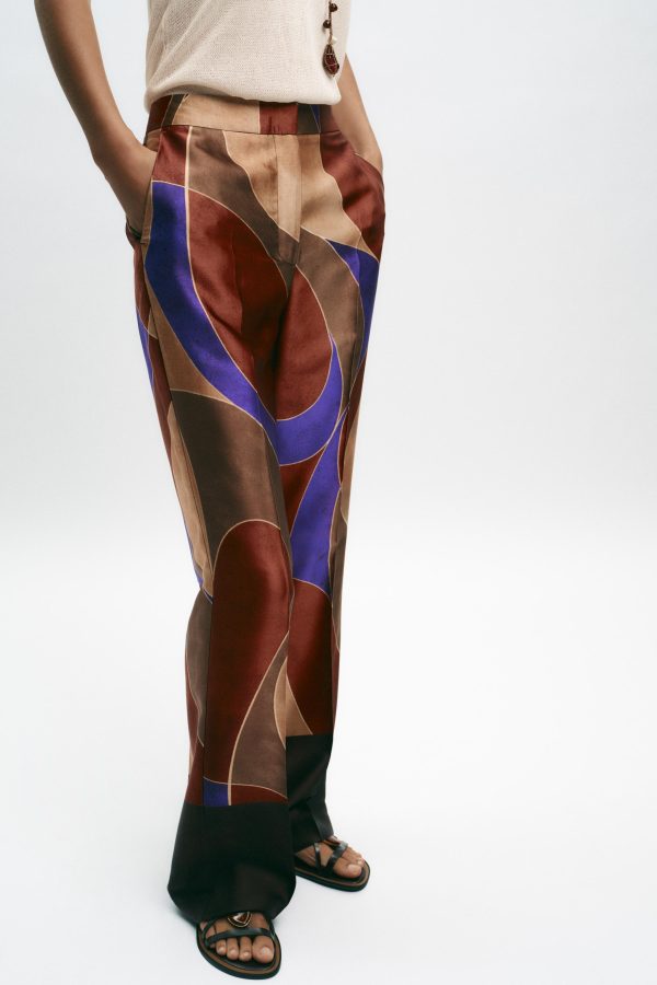 DESENLİ SATEN PANTOLON - از برند زارا
