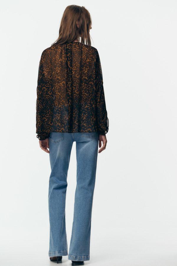 YARI TRANSPARAN LEOPAR DESENLİ BLUZ - از برند زارا