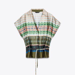 پیراهن یقه‌دار کوتاه با کمربند از برند زارا (زنانه)