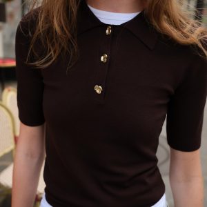 تیشرت آستین کوتاه با دکمه گل از برند زارا (زنانه)