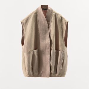 جلیقه کتان یقه V بدون آستین از برند زارا (زنانه)