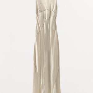 پیراهن بلند ساتن یقه گرد بدون آستین از برند زارا (زنانه)