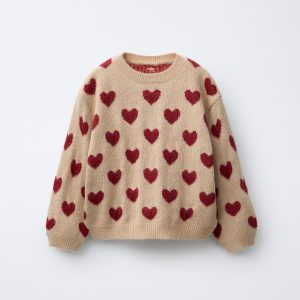 ژاکت با یقه گرد و طرح قلبی از برند زارا