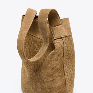 کیف دوشی چرم بزرگ با جیب داخلی از برند زارا (زنانه)