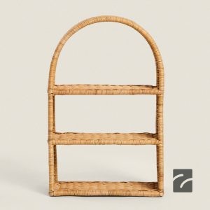 رف دیواری رَتّان سه‌طبقه‌ای کودکانه از برند زارا
