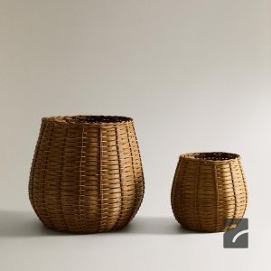 سبد بیضی بافتنی از رتن طبیعی از برند زارا