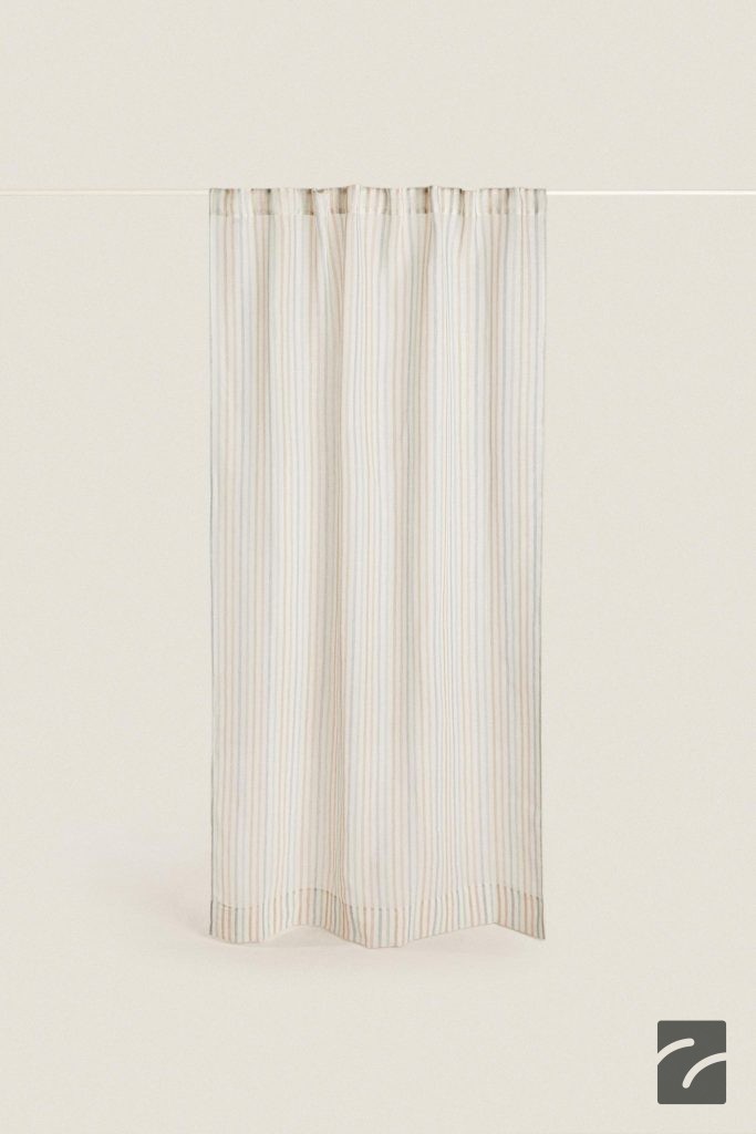 پرده خطی رنگارنگ با جیب روستیک از برند زارا