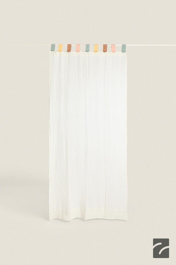 پرده موسلین پنبهای با نوار رنگی از برند زارا