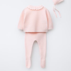 ژاکت بافتنی یقه بیسیکلت و دکمه از برند زارا (بچه گانه)