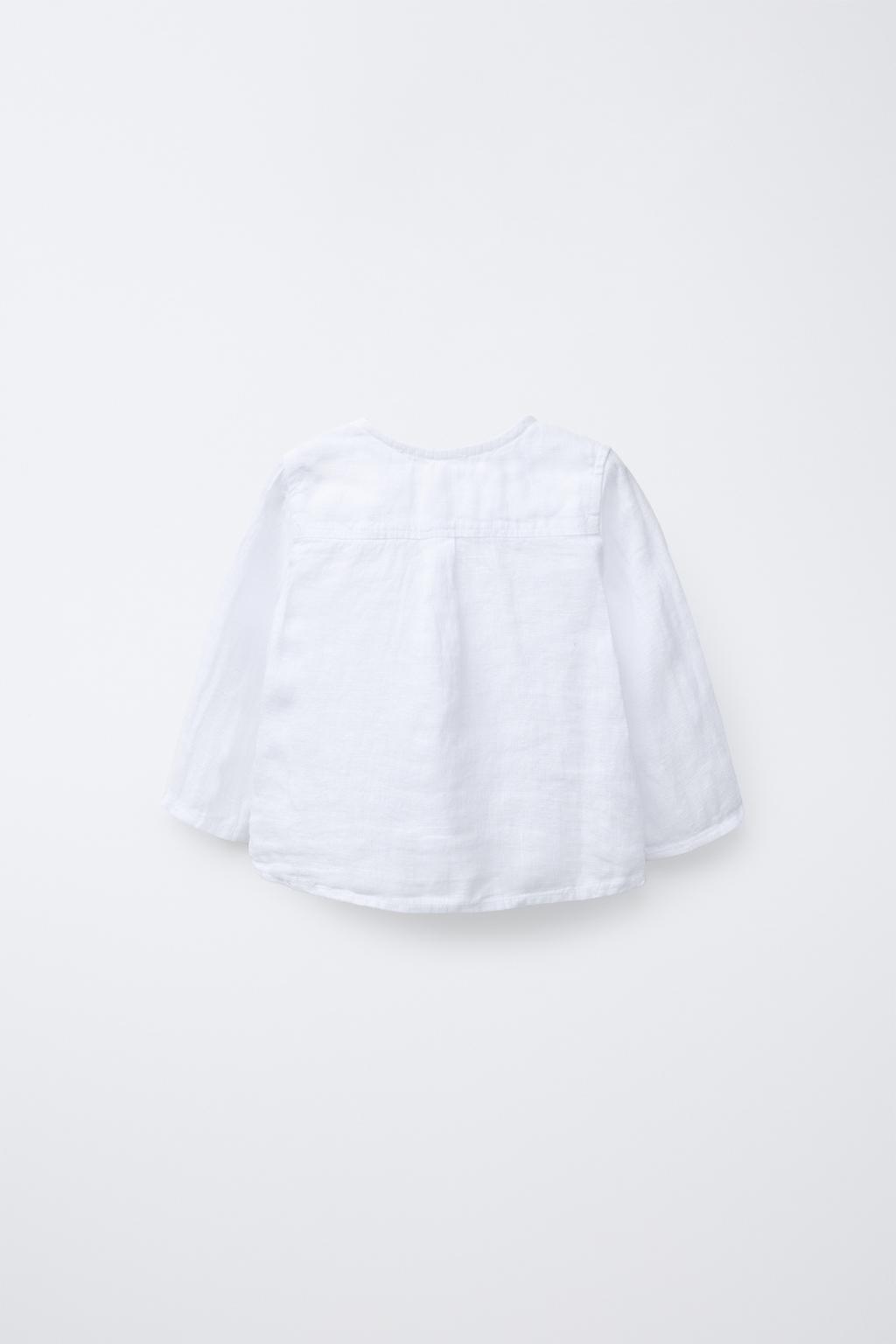 پیراهن یقه باز کتان آستین بلند از برند زارا