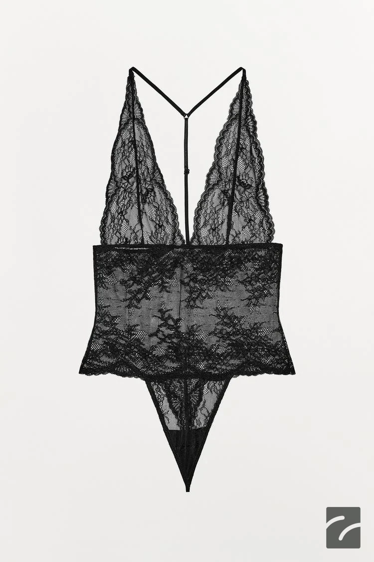 بادی نیمه شفاف با یقه V و بند نازک از برند زارا (زنانه)