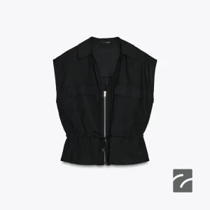 بالاپوش کتان یقه V بدون آستین از برند زارا (زنانه)