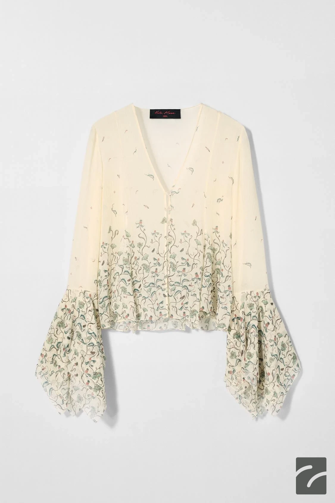 بلوز ابریشمی نیمه شفاف با یقه V از برند زارا (زنانه)