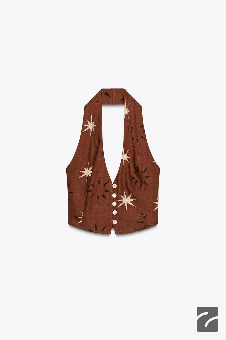 بلوز کوتاه یقه هالتر با پشت باز از برند زارا (زنانه)