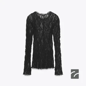 بلوز نیمه شفاف یقه گرد آستین بلند از برند زارا (زنانه)