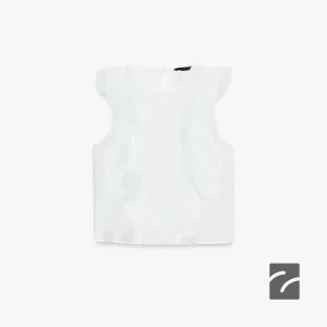 بلوز یقه باز بدون آستین و چین‌دار از برند زارا (زنانه)