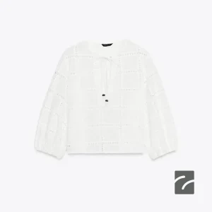 بلوز یقه دوچرخه‌ای با آستین بادکنکی از برند زارا (زنانه)