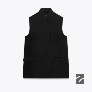 جلیقه زنانه یقه V با جیب‌های دکمه‌دار از برند زارا (زنانه)