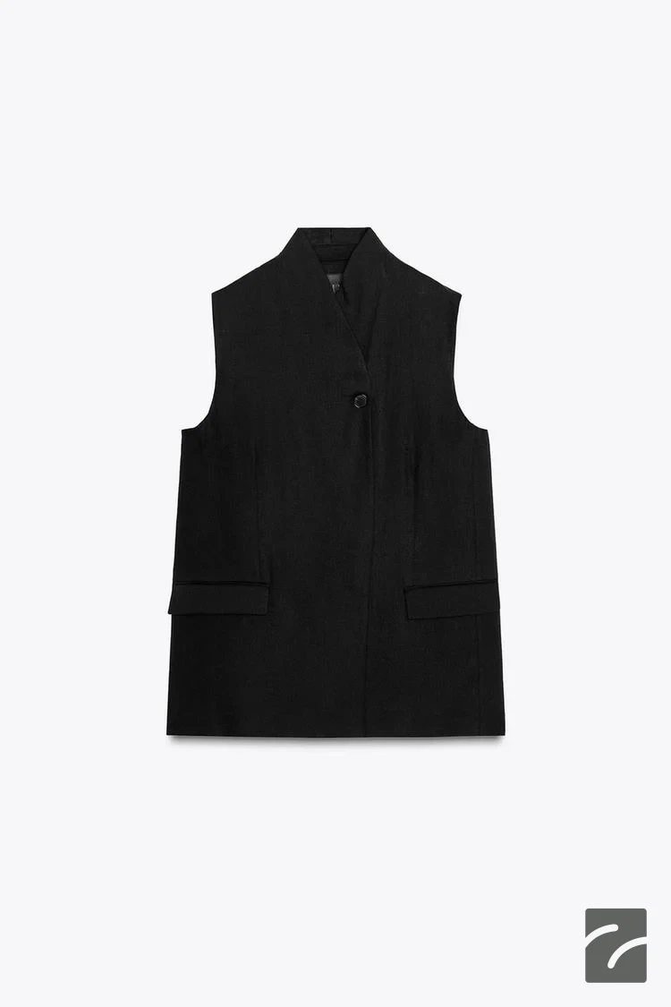 جلیقه زنانه یقه V با جیبهای دکمهدار از برند زارا (زنانه)