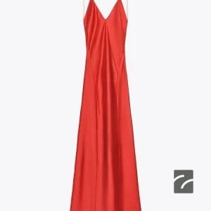 لباس بلند ساتن یقه V با بند نازک از برند زارا (زنانه)