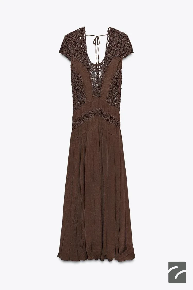 لباس بلند زنانه با تزئینات قلاببافی از برند زارا (زنانه)