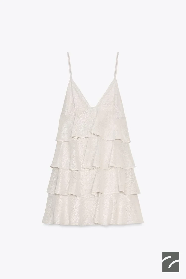 لباس کوتاه یقه V با بندهای قابل تنظیم از برند زارا (زنانه)