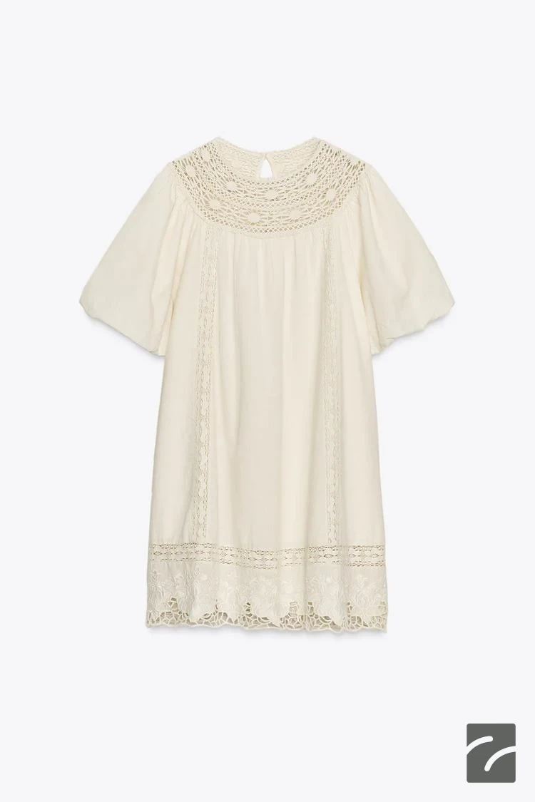 لباس کوتاه زنانه با یقه گرد و گلدوزی از برند زارا (زنانه)