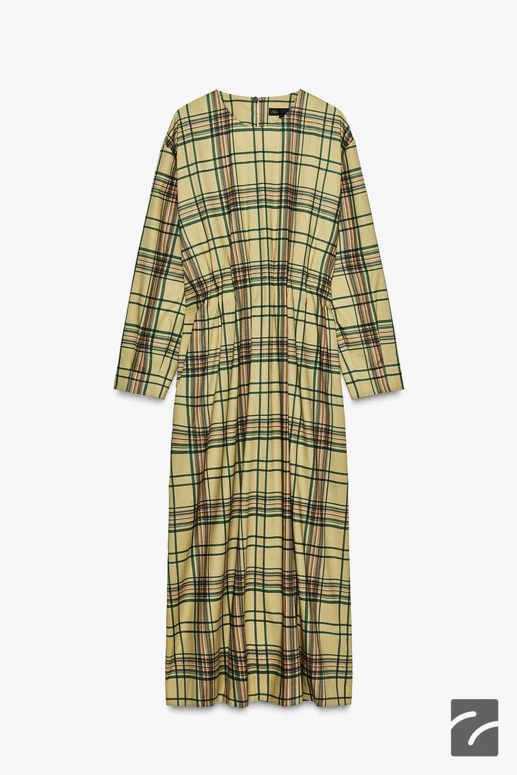 لباس میدی زنانه با یقه گرد و چیندار از برند زارا (زنانه)