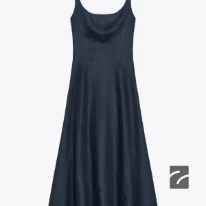 لباس زنانه کتان با یقه گرد و زیپ مخفی از برند زارا (زنانه)