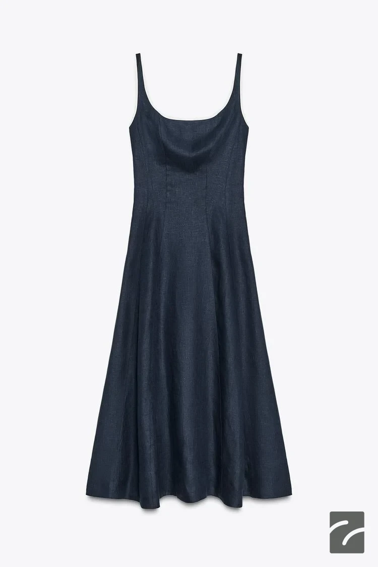 لباس زنانه کتان با یقه گرد و زیپ مخفی از برند زارا (زنانه)