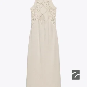 لباس زنانه کتان یقه هالتر با بافت قلا از برند زارا (زنانه)