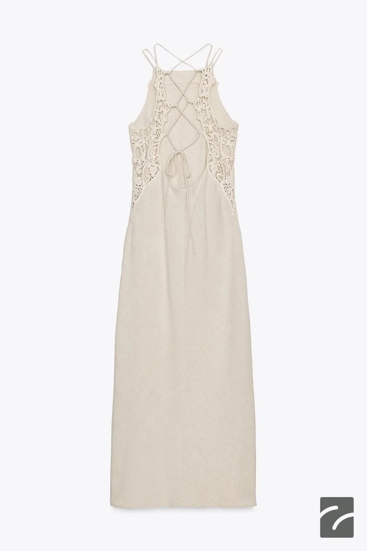 لباس زنانه کتان یقه هالتر با بافت قلا از برند زارا (زنانه)