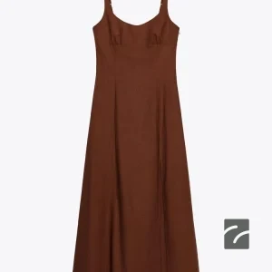 لباس زنانه کتان یقه‌دار با زیپ مخفی از برند زارا (زنانه)