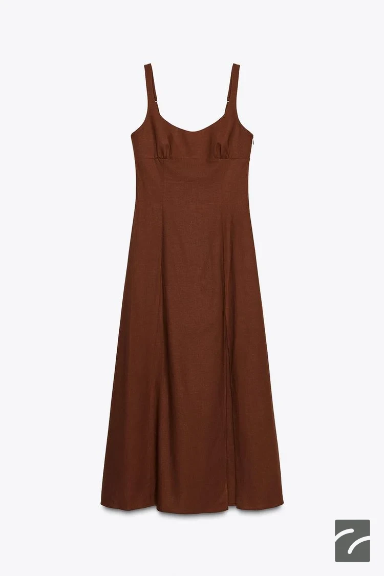 لباس زنانه کتان یقهدار با زیپ مخفی از برند زارا (زنانه)