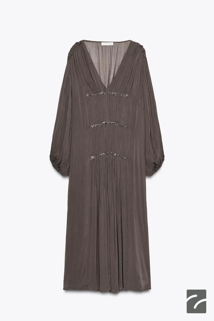 لباس زنانه ویسکوز یقه V آستین بلند از برند زارا (زنانه)