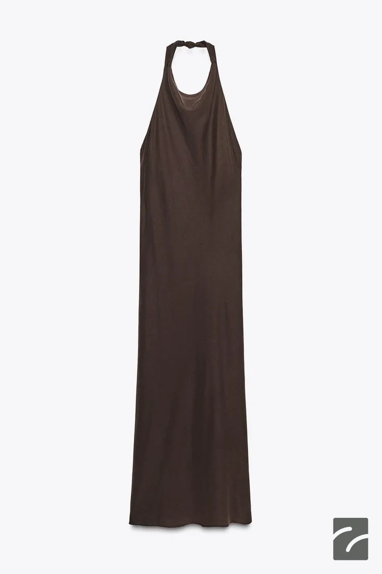 لباس زنانه یقه هالتر چیندار پشت باز از برند زارا (زنانه)