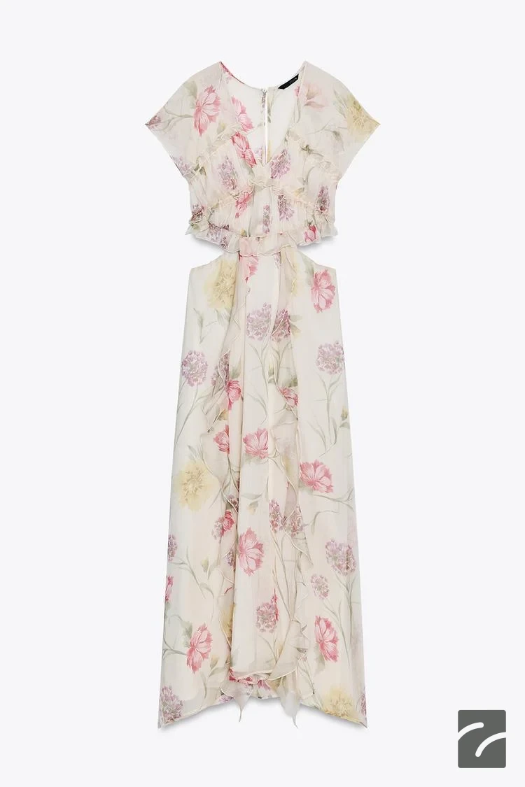 پیراهن با جزئیات دکلته و طرح گلدار - از برند زارا (زنانه)