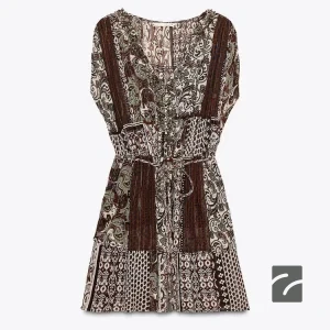 پیراهن بدون آستین با یقه V و کمربند از برند زارا (زنانه)