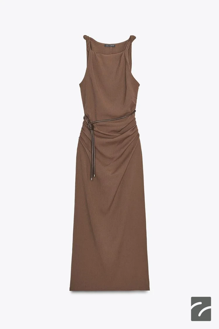 پیراهن بلند بدون آستین با کمربند از برند زارا