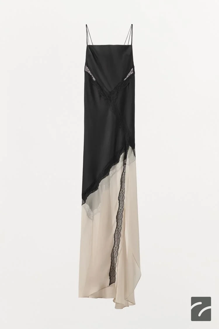 پیراهن بلند آکلی با جزئیات دانتل از برند زارا (زنانه)