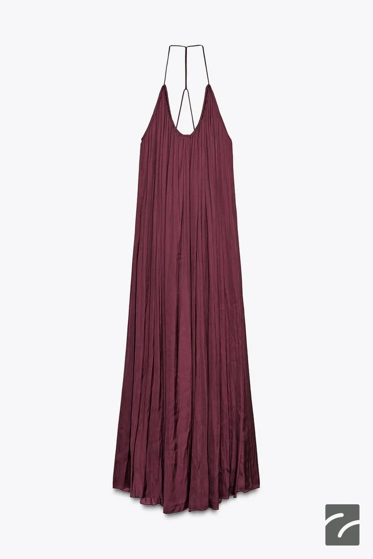 پیراهن بلند ساتن یقه گرد زنانه از برند زارا (زنانه)